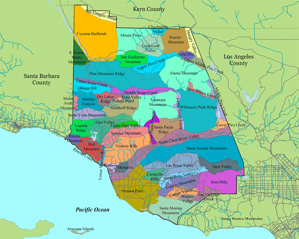 Map of Ventura County Biogeographic Regions